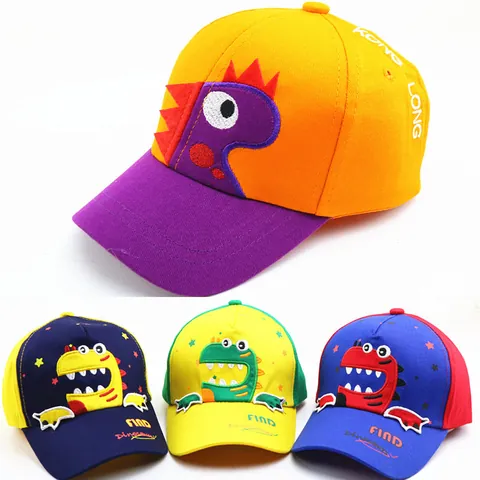 Cappellino da Baseball per Bambini Dinosauro Cartone Animato Patchwork Regolabile in Misto Cotone Cappello da Sole per Ragazzi e Ragazze