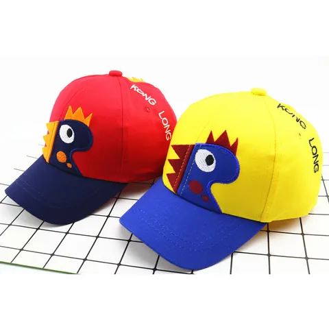 Cappellino da Baseball per Bambini Dinosauro Cartone Animato Patchwork Regolabile in Misto Cotone Cappello da Sole per Ragazzi e Ragazze