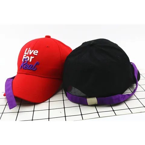 Kids Adults Hip Hop Baseball Cap Canvas Letter Embroidery Long Purple Ribbon Streetwear Peaked Sun Hat For Boys Girls Parent Child