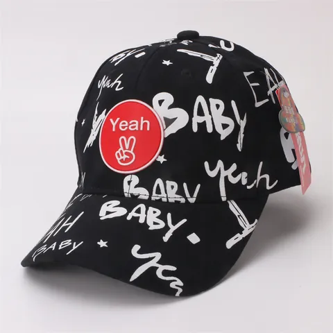 Berretto da Baseball in Cotone per Bambini Graffiti Lettere Baby Yeah Patch Hip Hop Snapback Cappello Sole Ragazzo Ragazza