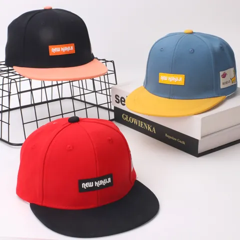 Kids Color Block Snapback Baseball Cap New Kukuji Letter Patch Giraffe Embroidery Cotton Adjustable Sun Hat For Boys Girls
