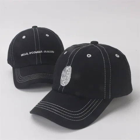 Gorra de Béisbol de Algodón para Niños Costuras en Contraste Bordado de Letras Hello Kindness Sombrero de Sol Ajustable Casual