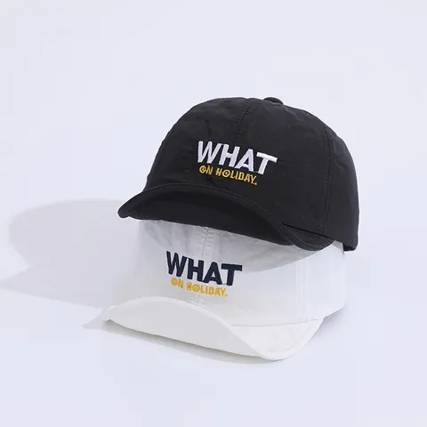 Casquette de Baseball Enfants Bord Souple Tissu Séchage Rapide Broderie Lettres WHAT Chapeau Protection Solaire Bébé Été Casual