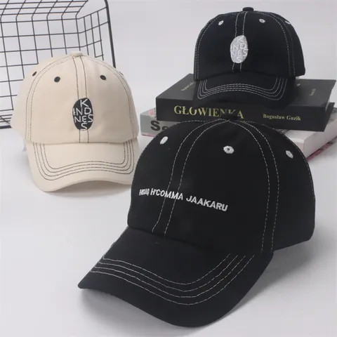 Gorra de Béisbol de Algodón para Niños Costuras en Contraste Bordado de Letras Hello Kindness Sombrero de Sol Ajustable Casual