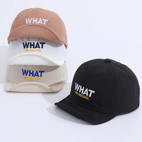 Casquette de Baseball Enfants Bord Souple Tissu Séchage Rapide Broderie Lettres WHAT Chapeau Protection Solaire Bébé Été Casual