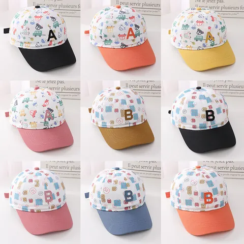 Casquette de Baseball pour Enfants en Coton Imprimé Voiture de Dessin Animé Chapeau Pare-soleil Réglable Avec Broderie de Lettres Casquette Solaire Décontractée