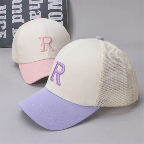 Gorra de Béisbol de Malla para Niños Sombrero de Sol Transpirable para Niños Niñas Con Bordado de Letras 3D Color de Contraste Ajustable