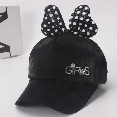 Casquette de Baseball Filles Strass Lettres GIRLS Enfant Nœud à Pois Paillettes Chapeau de Soleil Mélange Coton Polyester Extérieur