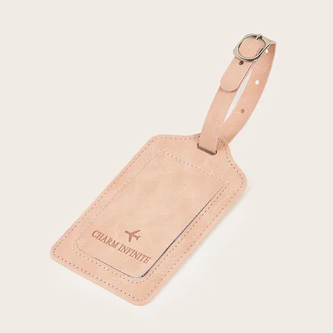 Étiquette à Bagage Minimaliste en Cuir PU pour Valises Sac de Voyage Étiquette d'Identification avec Motif Avion Sangle Réglable