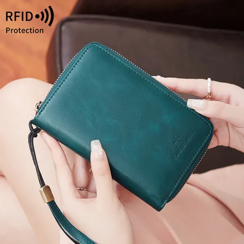 RFID Blocking Passport Holder Large Capacity PU Leather Travel Wallet Document Organizer For Cards Cash Flight Ticket With Wrist Strap