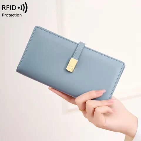 RFID Schutz Damen Lange Brieftasche PU Leder Schlank Multi Kartenschlitz Reise Geldbeutel Clutch Handtasche Mode Geldtasche