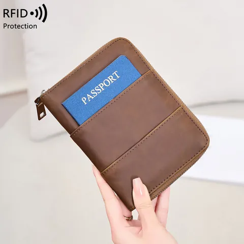 Porta Passaporto con Protezione RFID Portafoglio da Viaggio in Pelle PU Organizzatore Documenti Multifunzione Donna Uomo