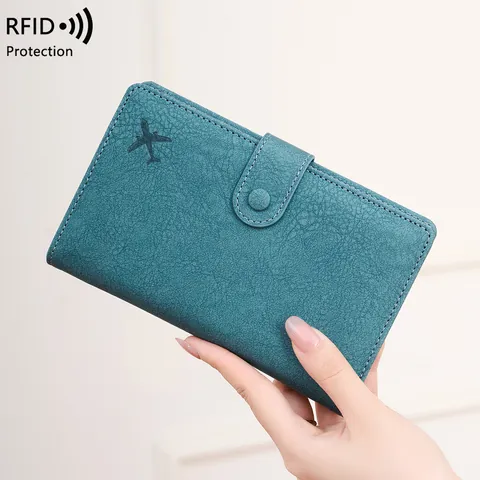 Portapassaporto Con Protezione RFID in Pelle PU Portafoglio da Viaggio Multifunzionale Con Slot per Carte e SIM