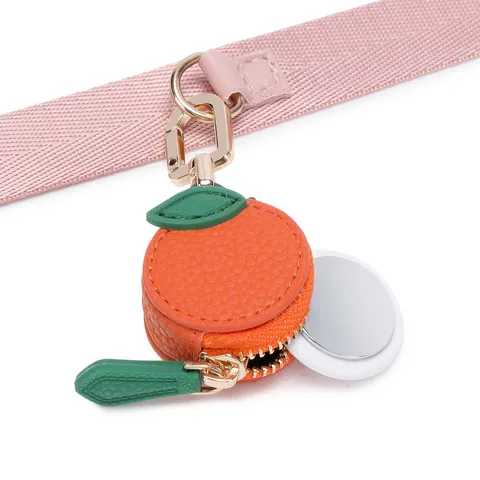 Fruit Shape Polyurethane Leather Coin Purse Bag Charm Keychain Airtag Case Orange Blueberry Cherry Cute Pendant Accessory