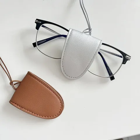 Portable PU Leather Glasses Holder Neck Lanyard Magnetic Sunglasses Clip Storage Bag Anti-lost Eyewear Protective Case Women Men Accessory