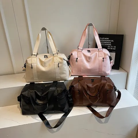 Große Kapazität PU Leder Reisetasche Geometrische Patchwork Duffel Bag Für Damen Herren Fitness Sporttasche Mit Verstellbarem Schultergurt