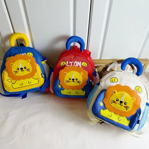 Cartoon Lion Kids Backpack For Kindergarten Toddler Boys Girls Nylon Lightweight Waterproof Cute Animal Schoolbag Travel Daypack