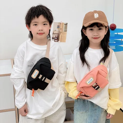 Kids Fashion Nylon Chest Bag Mini Waist Bag Adjustable Shoulder Strap Casual Crossbody Bag For Boys Girls Outdoor Travel