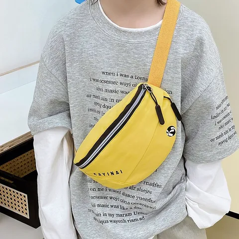 Children's Sporty Nylon Chest Bag For Boys Girls Lightweight Letter Print Waist Bag Adjustable Strap Outdoor Belt Bag