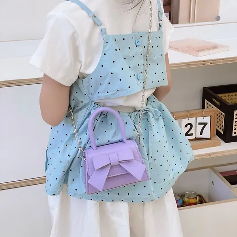 Mini Sac Bandoulière Avec Nœud Pour Filles Femmes Cuir PU Mode Petit Sac à Main Carré Avec Bandoulière Chaîne En Métal
