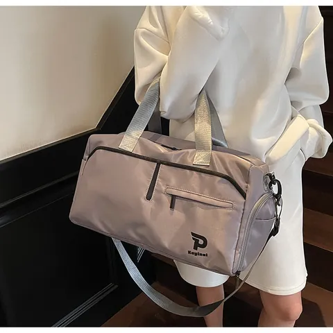 Bolsa de Gimnasio de Tela Oxford de Gran Capacidad Para Mujeres Hombres Bolsa de Viaje Multifuncional Con Compartimento Para Zapatos Estampado de Letras Bolso de Mano Deportivo Hombro Bandolera