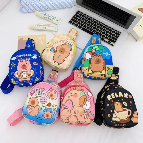 Bolso de Pecho para Niños Lindo Animal de Dibujos Animados Nylon A Cuadros Degradado Bandouliera Ajustable Niños Niñas