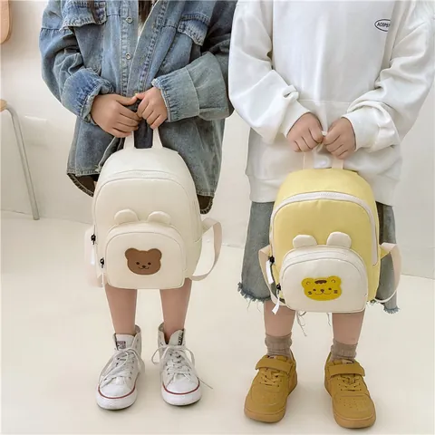 Children's Mini Cartoon Animal Backpack Cute Rabbit Bear Tiger Pattern Canvas Kindergarten School Bag For Toddler Boys Girls