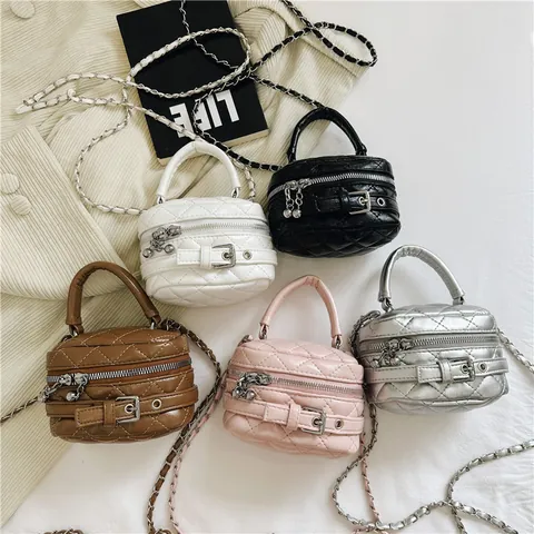 Mini Gewatteerde Kinderen Crossbody Tas PU Leer Mode Ketting Schoudertas Meisjes Handtas Stijlvolle Kleine Vierkante Tas