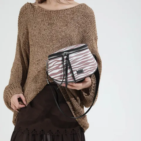 Fashion Zebra Pattern PU Leather Saddle Bag For Women Contrast Color Crossbody Bag With Tassel Adjustable Wide Shoulder Strap