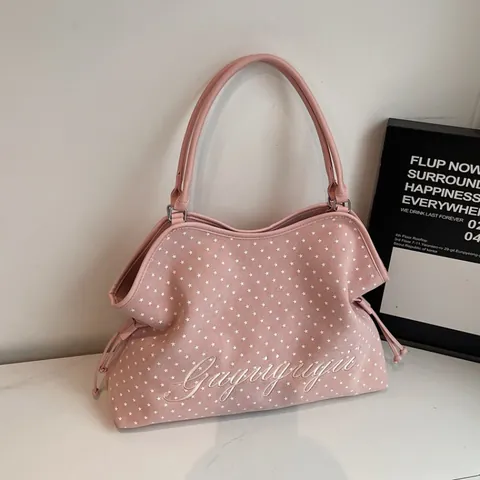 Grote Capaciteit Dames Tote Bag Koreaanse Mode Luipaardprint Ster Stippen Suède PU Schoudertas Voor Reizen Dagelijks