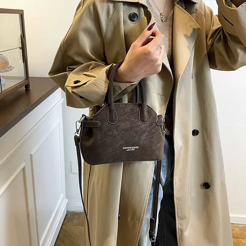 Retro Frosted PU Leder Handtasche Für Damen Vintage Buchstabendruck Schulter Umhängetasche Minimalistische Henkeltasche