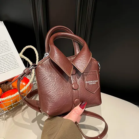 Women Creative Shirt Shape Handbag Vintage PU Leather Mini Shoulder Crossbody Bag Buttons Pocket Detail Trendy Purse
