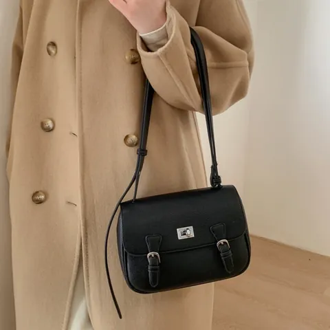Retro Litschi Muster PU Leder Messenger Bag Für Damen Silber Drehverschluss Klappe Schulter Umhängetasche Lässige Tasche