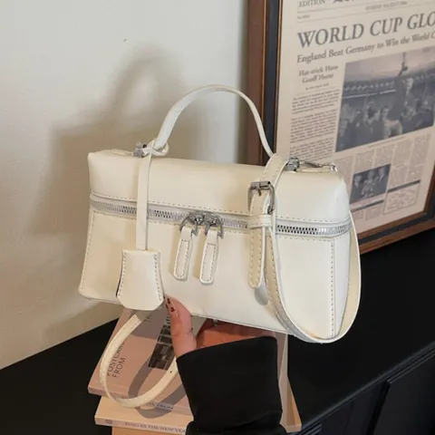 Borsa Box Piccola da Donna in Pelle PU Minimalista Rettangolare con Manico Superiore Borsetta a Tracolla con Cerniera per Ufficio Moda Quotidiana