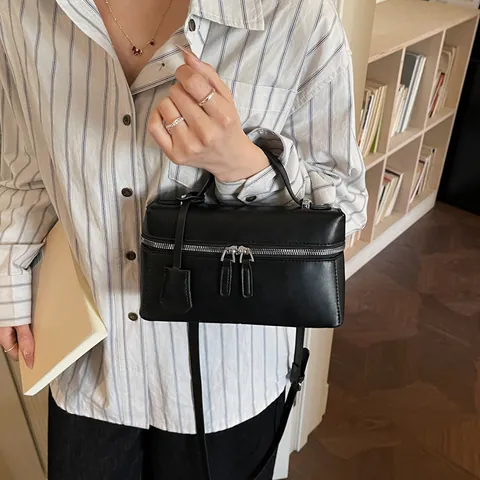 Borsa Box Piccola da Donna in Pelle PU Minimalista Rettangolare con Manico Superiore Borsetta a Tracolla con Cerniera per Ufficio Moda Quotidiana