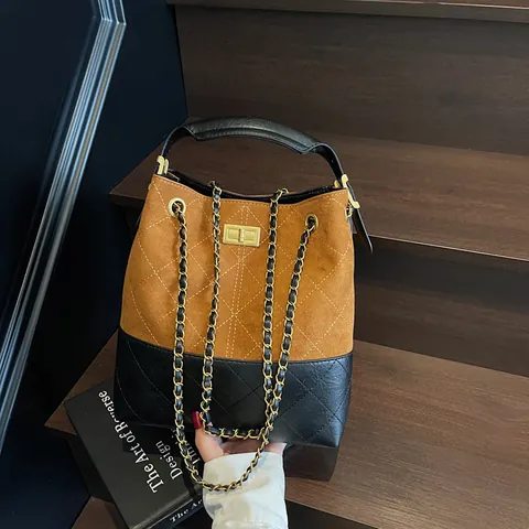 Bolso Bombonera de Cuero PU Mate Vintage para Mujer Acolchado de Rombos Cadena Hombro Bandolera Bolso de Mano Bloque de Color