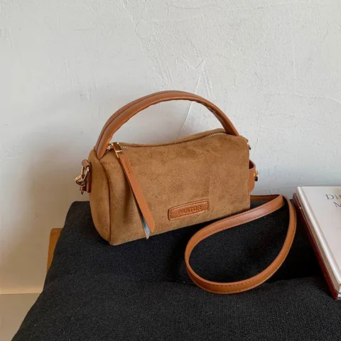 Bolso de Mano de Cuero PU Mate Retro para Mujer Estilo Vintage Maillard Bolso de Hombro Versátil con Decoración de Letras Uso Diario