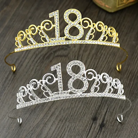 Couronne d'Anniversaire en Alliage et Strass Avec Nombres 15 18 Pour Filles Femmes Accessoires Cheveux Fête d'Anniversaire