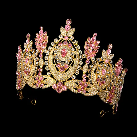 Baroque Luxury Zinc Alloy Rhinestone Bridal Crown Tiara For Wedding Stage Pageant Women Vintage Headpiece Party Jewelry