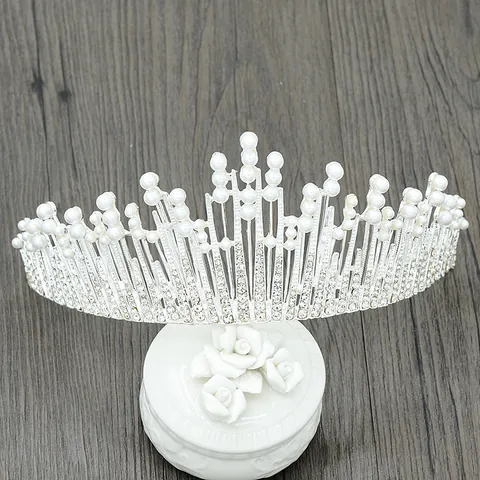 Barock Künstliche Perle Strass Braut Krone Diadem Für Hochzeit Geburtstag Tortenaufsatz Party Haarschmuck Damen Mädchen