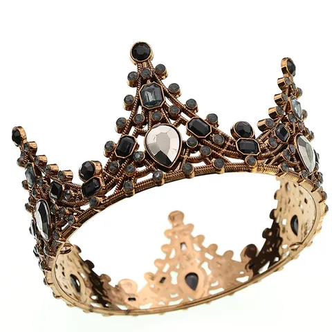 Corona Barocca Vintage con Strass Neri per Compleanno Matrimonio Festa Regina Stile Palazzo Copricapo in Acrilico Decorazione Torta