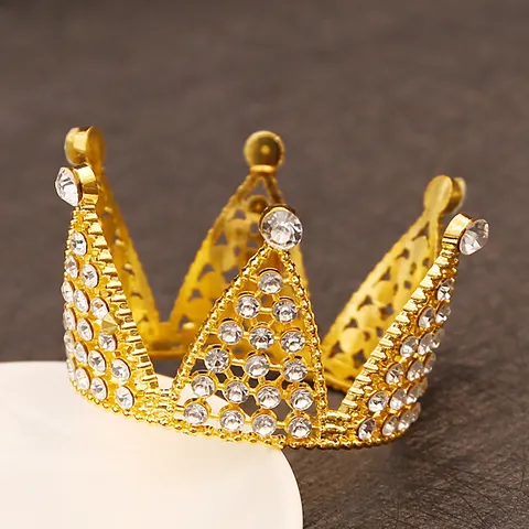 Mini Rhinestone Crown Tiara For Kids Girls Birthday Wedding Party Alloy Gold Silver Crystal Cake Topper Hair Accessories