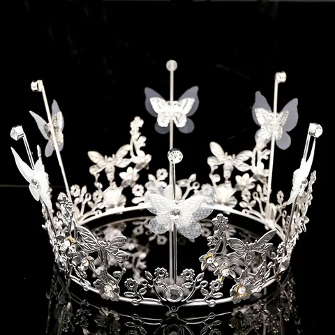 Eleganter Legierung Schmetterling Krone Mit Strass Netzflügel Geburtstag Kuchen Deko Hochzeit Haarschmuck Damen Schmuck