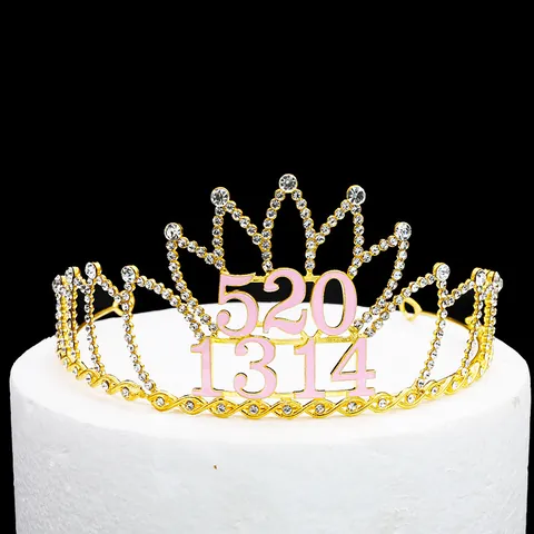 Alloy Rhinestone Crown Cake Topper Happy Birthday Tiara For Wedding Birthday Party Anniversary Cake Decoration Accessories