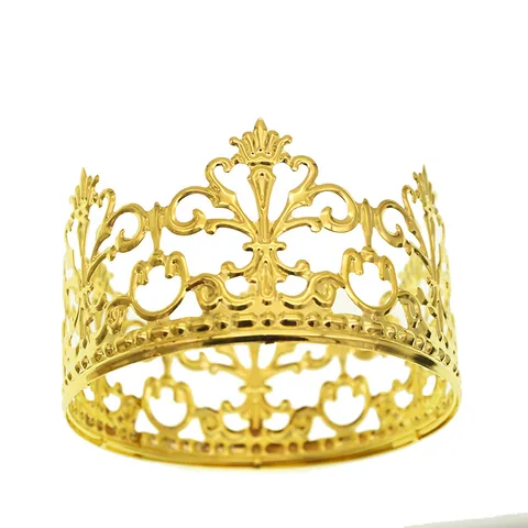 Vintage Baroque Hollow Metal Crown Cake Topper Gold Silver Rose Gold Tiara For Birthday Wedding Party Decoration Photography Props