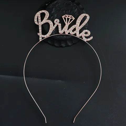 Bride Letter Headband Elegant Rhinestone Crown For Wedding Bachelorette Party Women Alloy Metal Hair Accessories