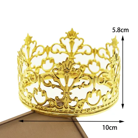 Vintage Baroque Hollow Metal Crown Cake Topper Gold Silver Rose Gold Tiara For Birthday Wedding Party Decoration Photography Props