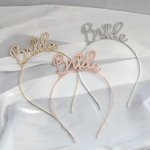 Bride Letter Headband Elegant Rhinestone Crown For Wedding Bachelorette Party Women Alloy Metal Hair Accessories