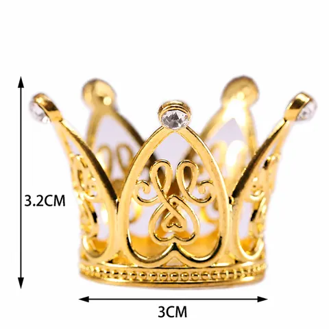 Mini Crown Cake Topper Alloy Rhinestone Heart Shaped Hollow Cake Decoration For Birthday Party Wedding Photography Prop Kids