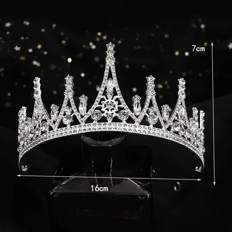Elegante Corona Da Sposa In Lega D'argento Con Strass Per Donna Matrimonio Festa Di Compleanno Copricapo Da Regina Gioielli Per Capelli Floreali Di Lusso